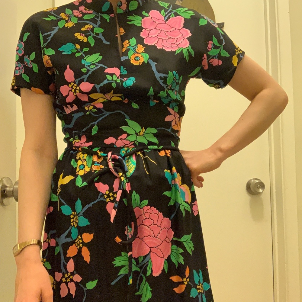 Adele Simpson 1970s floral minidress